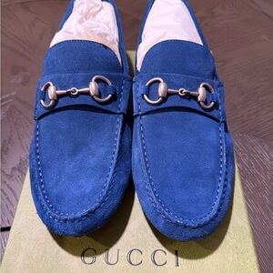 Gucci Men's Vibrant Blue Suede Loafers